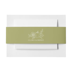 Olive Green Pumpkin Sunflower Wedding Belly Band Invitation Belly Band
