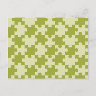 Olive Green Puzzle Piece Geometric Seamless Postcard