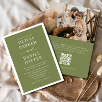Olive Green QR Code Photo Minimalist Wedding