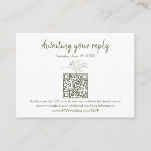 Olive Green QR Code Wedding RSVP Card