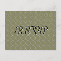 Olive Green Quatrefoil RSVP