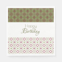 Olive Green Raspberry Paper Birthday Napkins