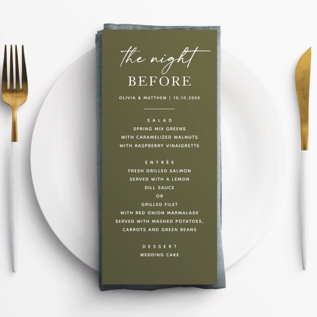 Olive Green Rehearsal Dinner | Rustic Night Before Menu (Creator Uploaded)