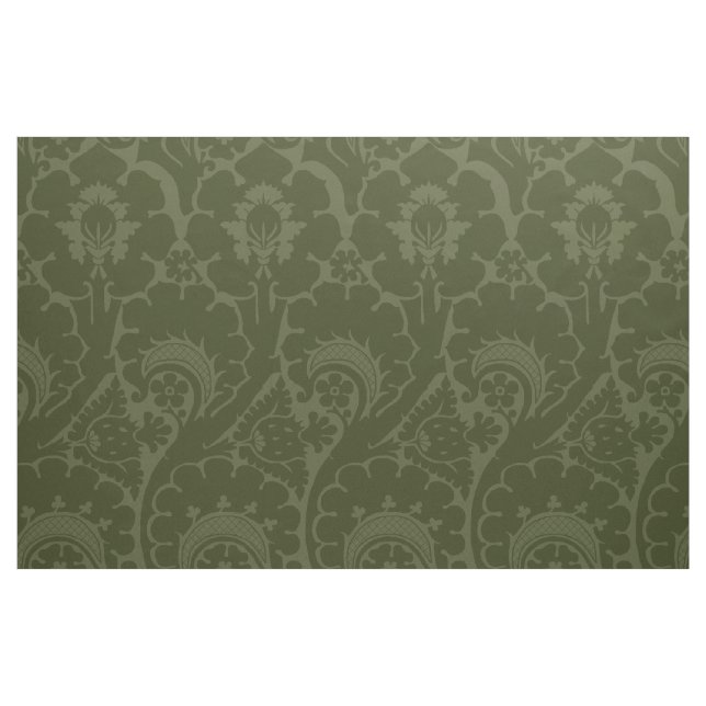 Olive Green Renaissance Floral Fabric (Fat Quarter)