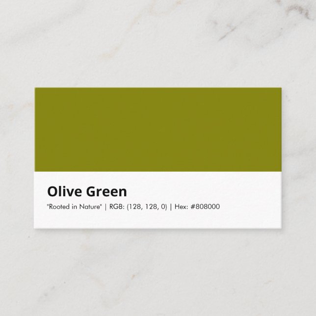 Olive Green , "Rooted in Nature" Business Card (Front)