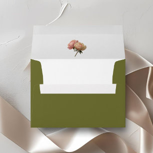 Olive Green & Rose Wedding Envelope