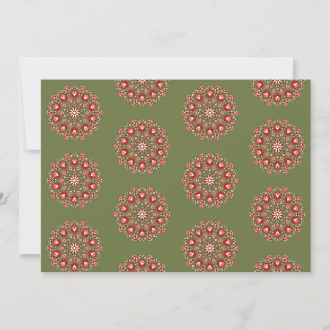 Olive green rosemaling  thank you card (Front)