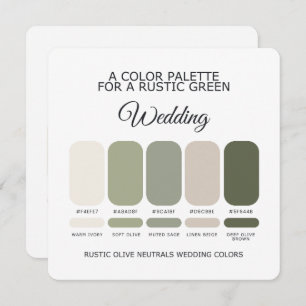 Olive Green Rustic Wedding Color Palette Card