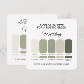 Olive Green Rustic Wedding Colour Palette Card