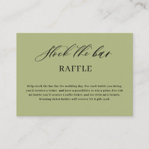 Olive  Green Script Stock the bar Bridal Shower  Enclosure Card