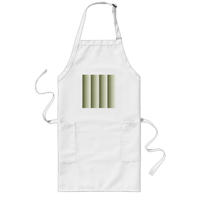 Olive green shadow stripes long apron (Front)