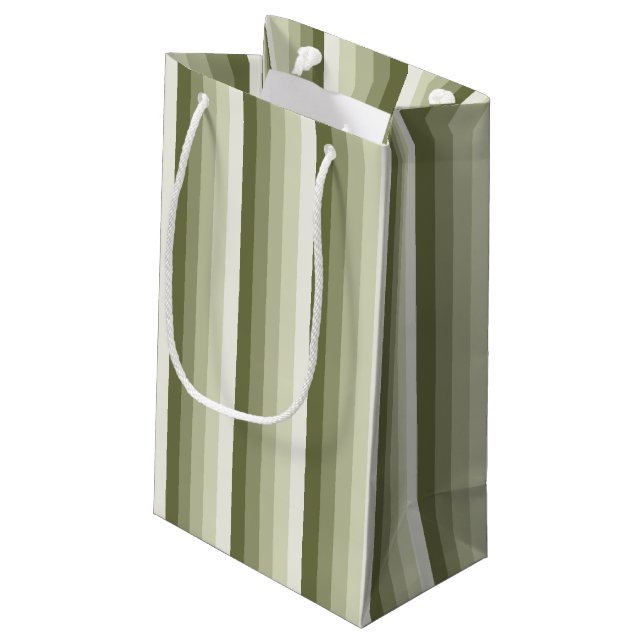 Olive green shadow stripes small gift bag (Back Angled)
