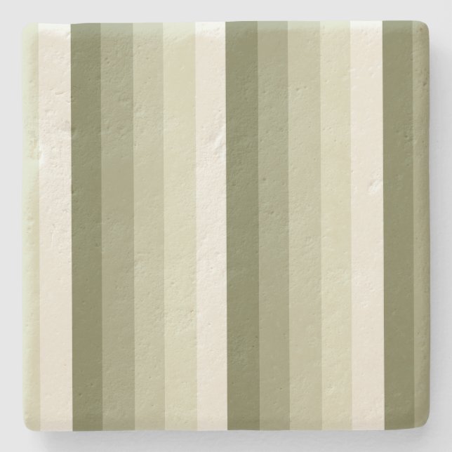 Olive green shadow stripes stone coaster (Front)
