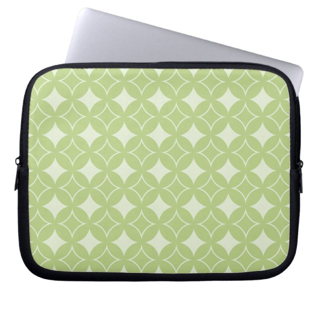 Olive green shippo pattern laptop sleeve (Front)