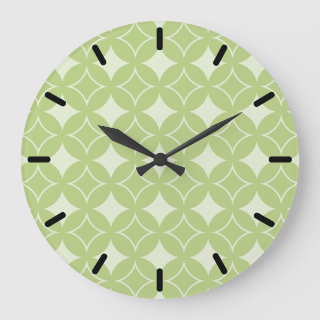 Olive green shippo pattern large clock (Front)