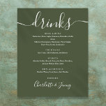 Olive Green Signature Script Drinks Menu Sign<br><div class="desc">This elegant script minimalist olive green drinks menu sign is perfect for your wedding celebration. Designed by Thisisnotme©</div>