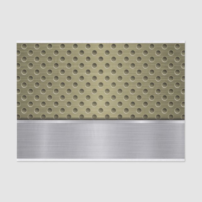 OLIVE GREEN & SILVER METAL LOOK PATTERN TISSUE PAPER (Front)