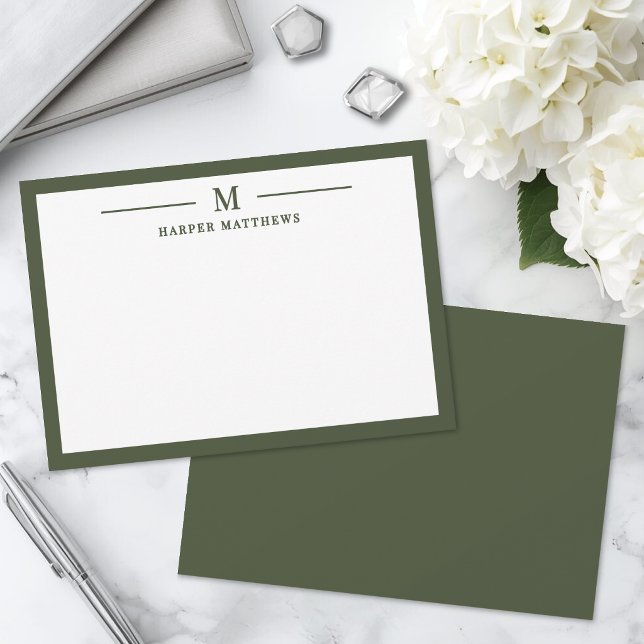 Olive Green Simple Classic Personalised Card (Olive Green Simple Classic Personalized Note Card )