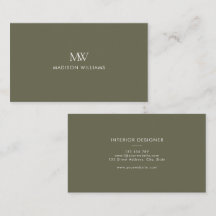 Olive Green Simple Elegant Modern Monogram