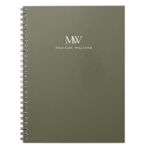 Olive Green Simple Elegant Modern Monogram