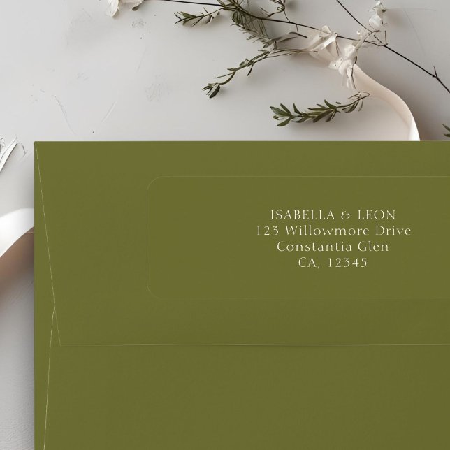 Olive Green | Simple Wedding Return Address (Creator Uploaded)