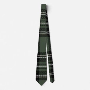 Olive Green, Soft Ivory, and Black Big Tartan Tie