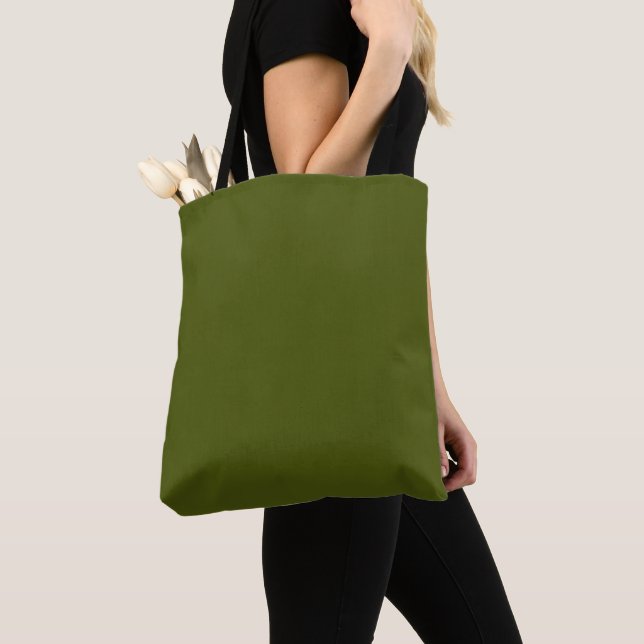 olive green solid colour tote bag (Close Up)