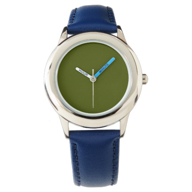 olive green solid colour watch (Front)