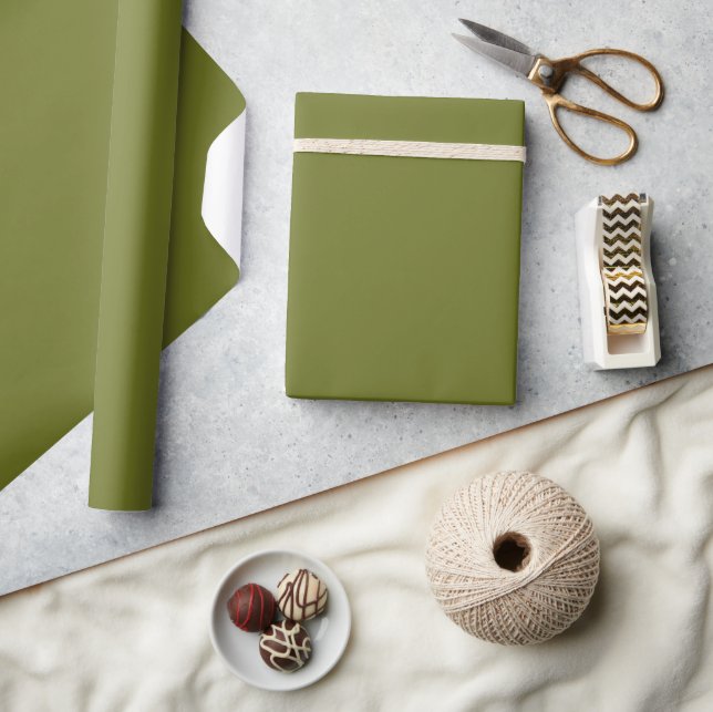 Olive Green Solid Colour Wrapping Paper (Crafts)