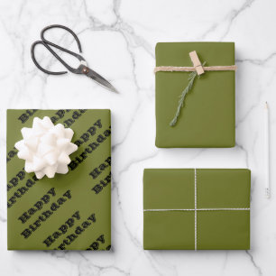 Olive Green Solid Colour Wrapping Paper Sheet