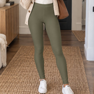 Olive Green Solid Leggings