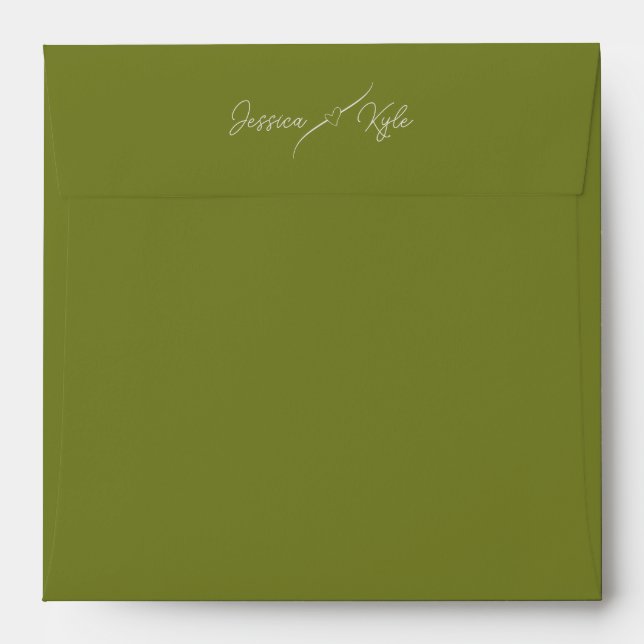Olive Green Solid Stationery Coloured Envelope (Back (Top Flap))