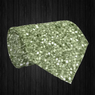 Olive Green Sparkles Faux Glitter Fancy Luxury Tie