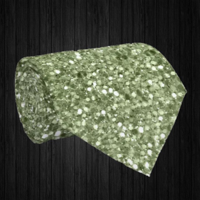 Olive Green Sparkles Faux Glitter Fancy Luxury  Tie (Creator Uploaded)