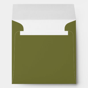 Olive Green Square Wedding Invitation Envelope
