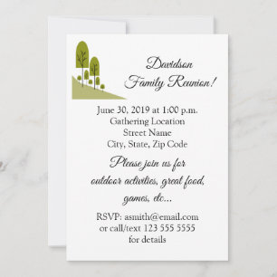 Olive Green Stick Trees Family Reunion Custom Invitation
