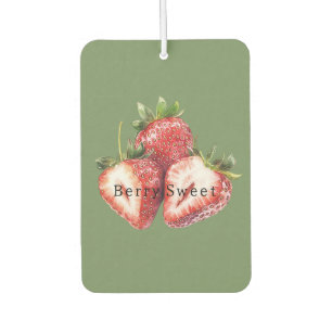 Olive Green Strawberries Berry Sweet   Car Air Freshener