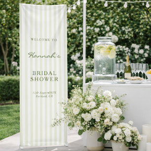Olive Green Stripe Bridal Shower Banner