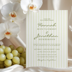 Olive Green Stripe Wedding Invitation