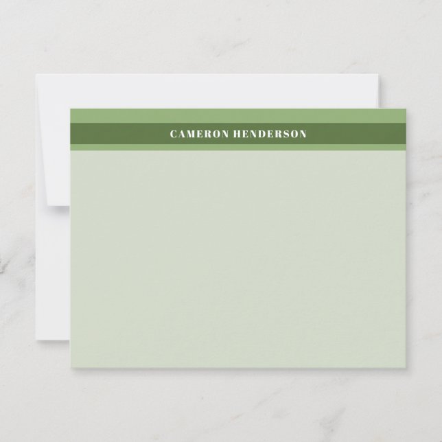 Olive Green Stripes Add Your Name Card (Front)