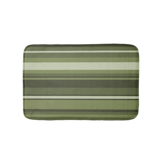 Olive green stripes bath mat (Front)