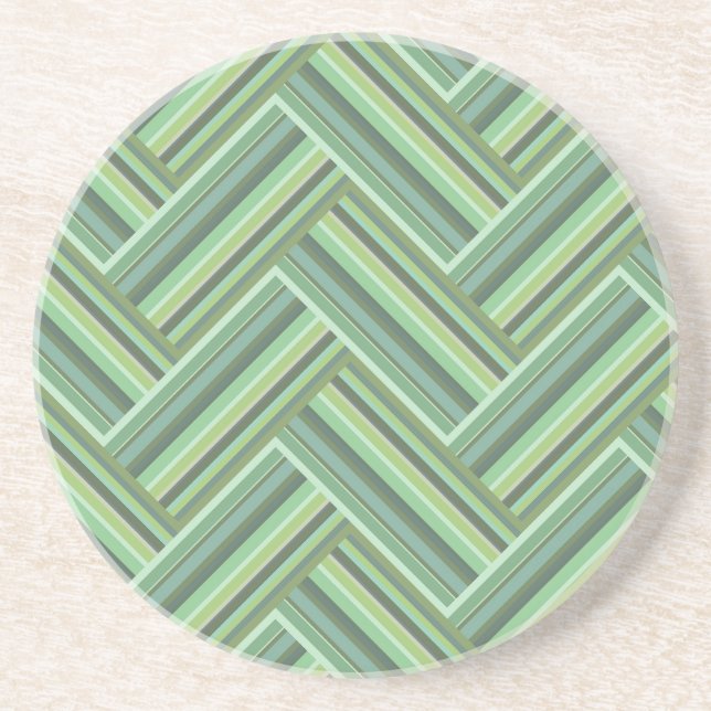 Olive green stripes double weave coaster (Front)