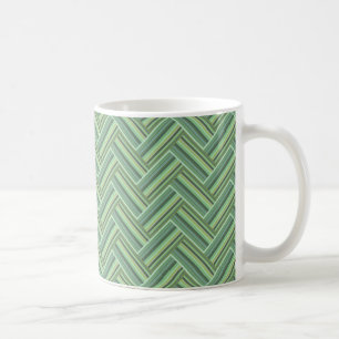 Olive green stripes double weave coffee mug
