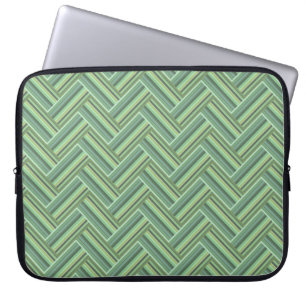 Olive green stripes double weave laptop sleeve