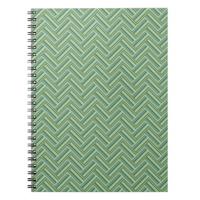 Olive green stripes double weave spiral notebook (Front)