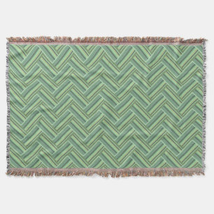 Olive green stripes double weave throw blanket