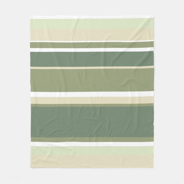 Olive green stripes fleece blanket (Front)