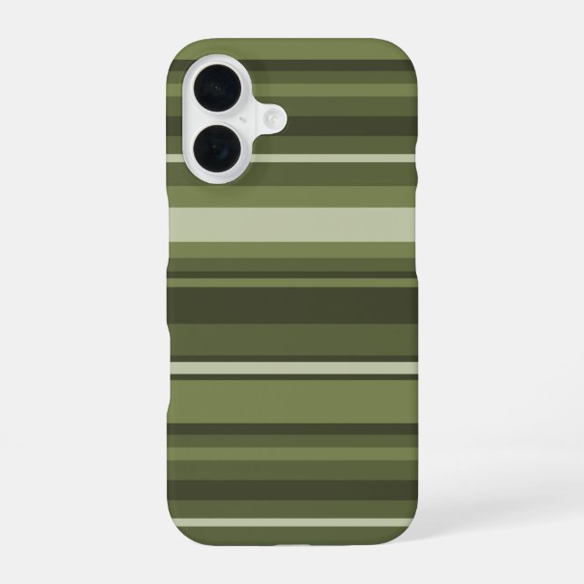 Olive green stripes  iPhone 16 case (Back)