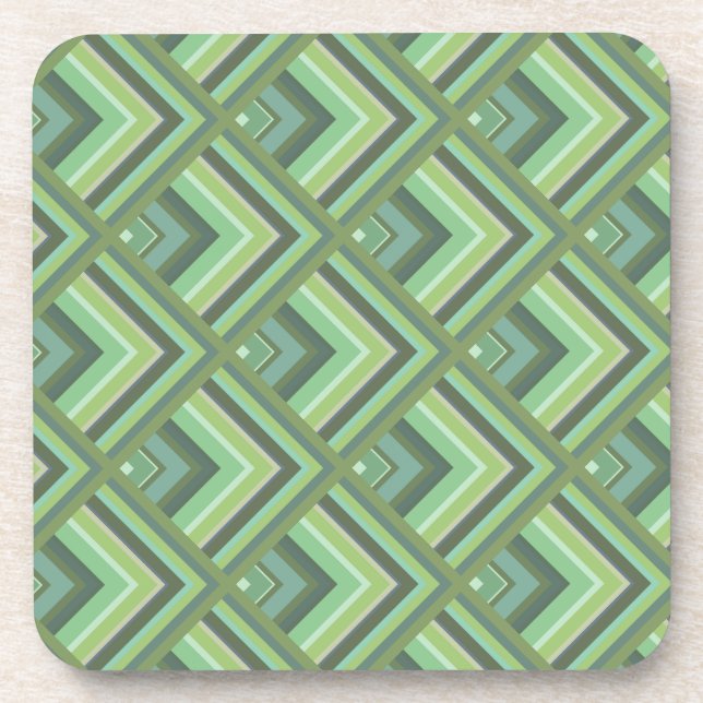 Olive green stripes scale pattern coaster (Front)