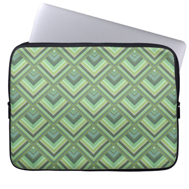 Olive green stripes scale pattern laptop sleeve (Front)